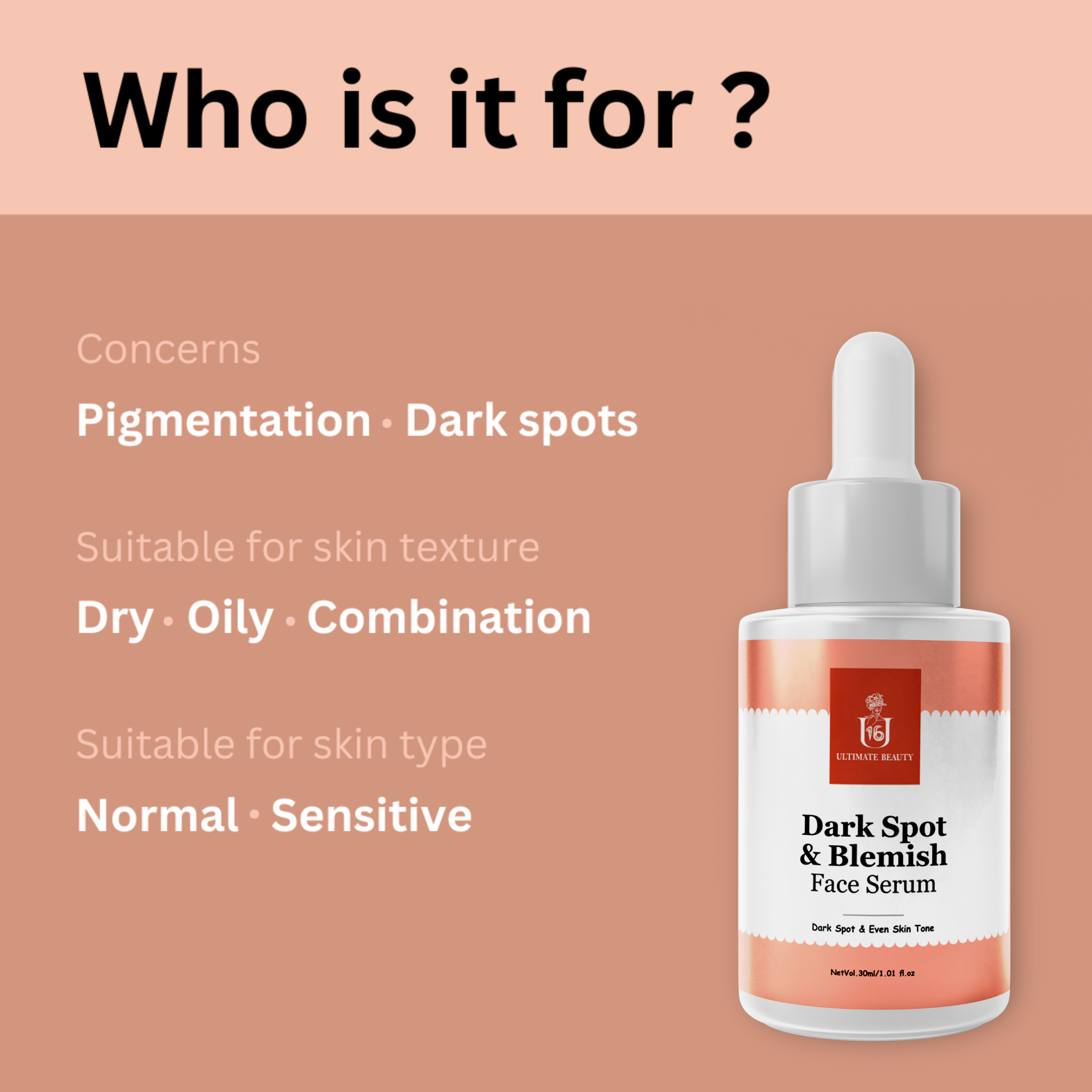 U16 Dark Spot & Blemish Face Serum With Kojic Acid.