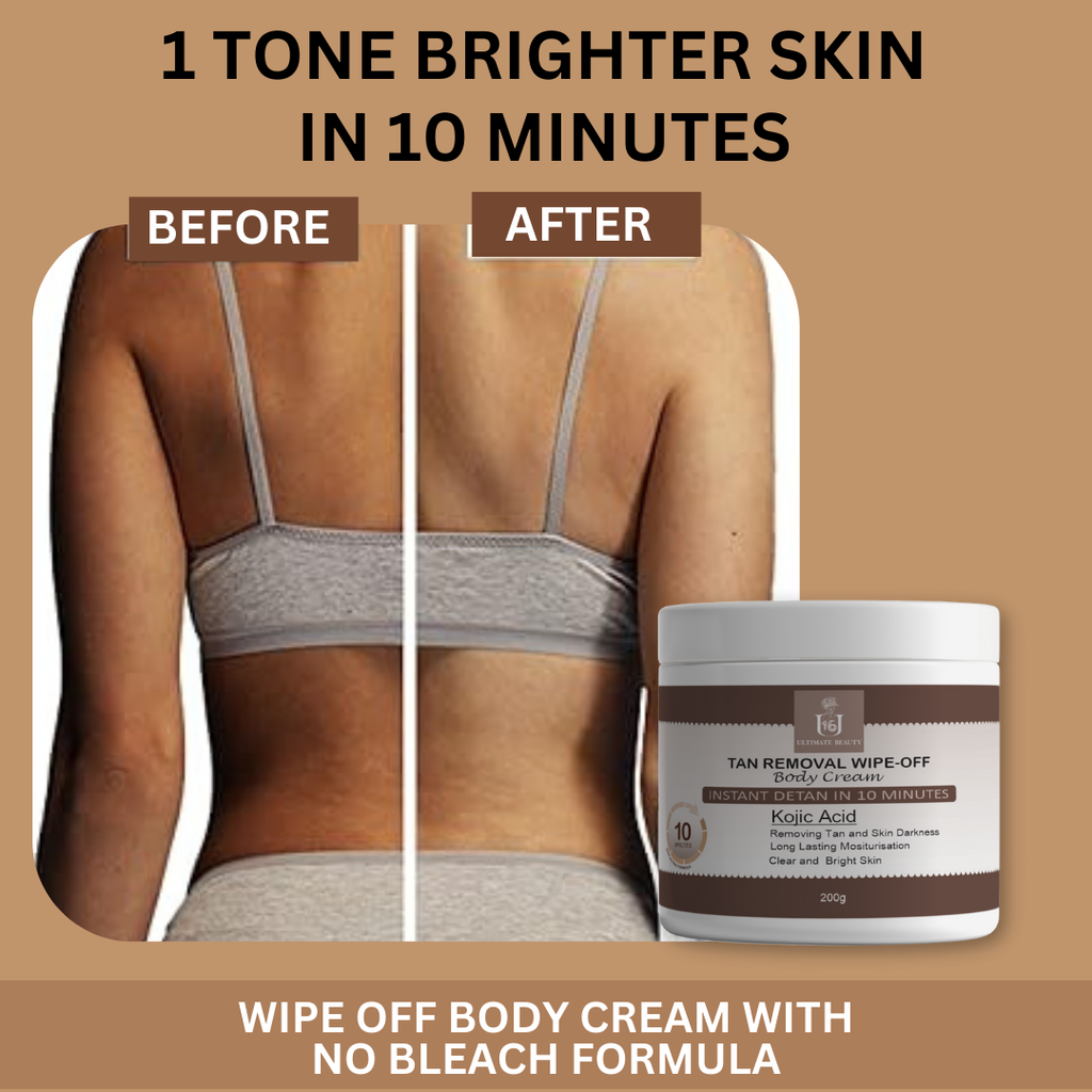 Tan Removal Wipe Off Cream Before & After 