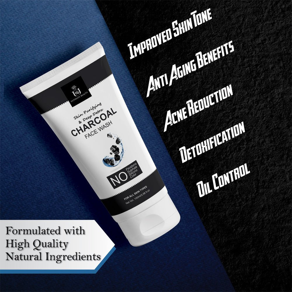 Activated Charcoal Face Wash - 100ml - U16 Ultimate Beauty