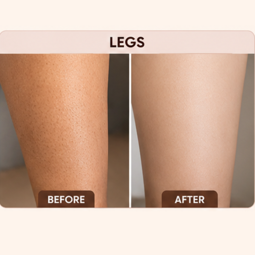 Before and after comparison of legs with a clear treatment effect.