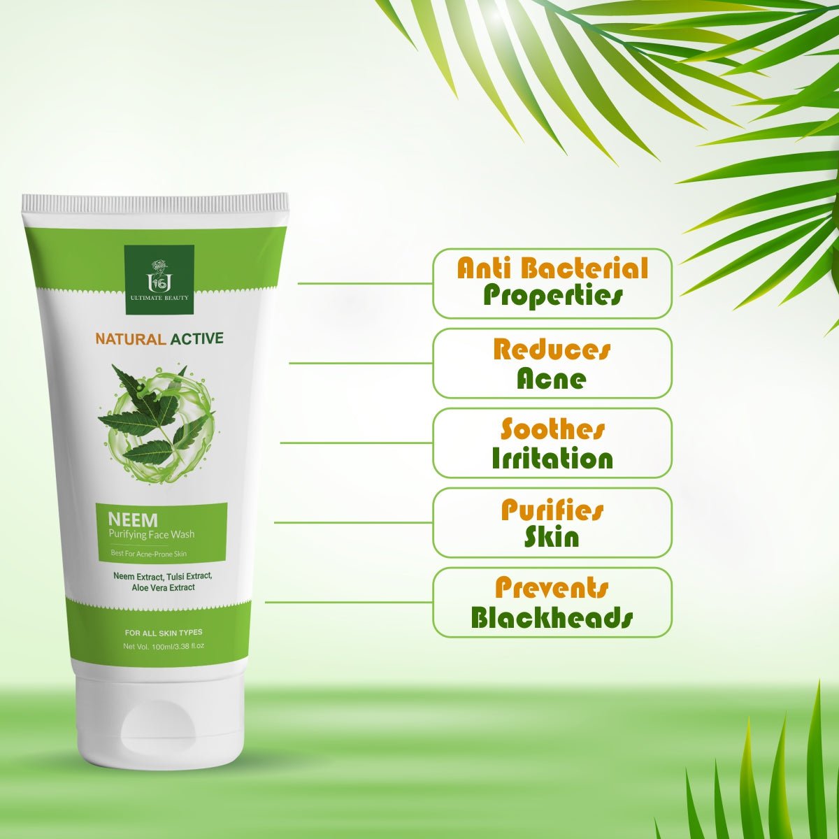 Neem Face Wash - 100ml - U16 Ultimate Beauty