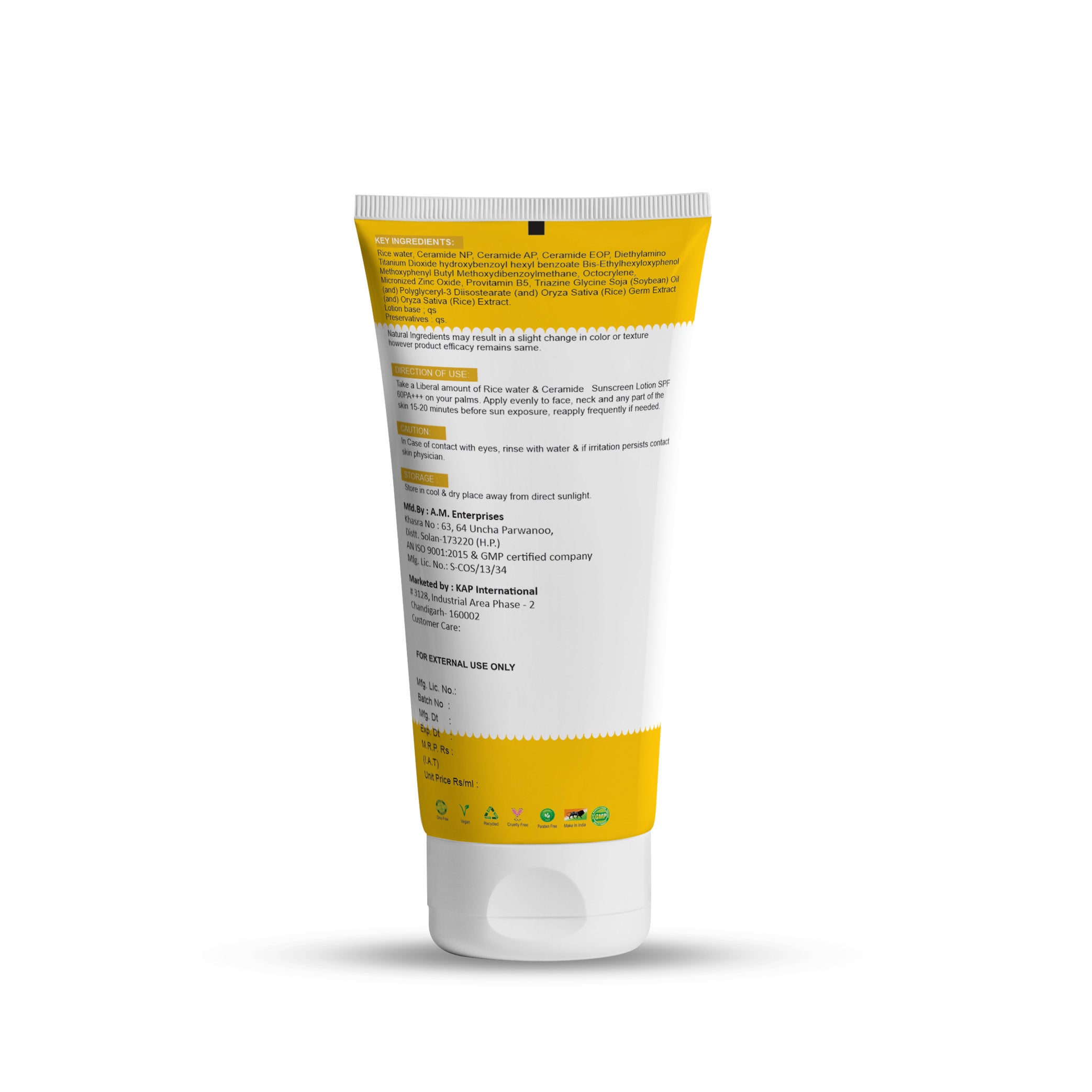 SPF 60 PA+++ | U16 Rice Water And Ceramide Sunscreen Lotion - 60ml